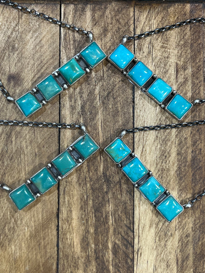 Prairie View 4 Stone Square Bar Pendant Link Chain - 18"