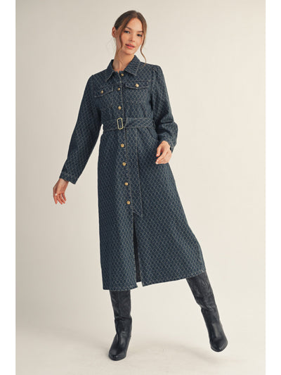 Printed Denim Long Dress