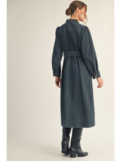 Printed Denim Long Dress