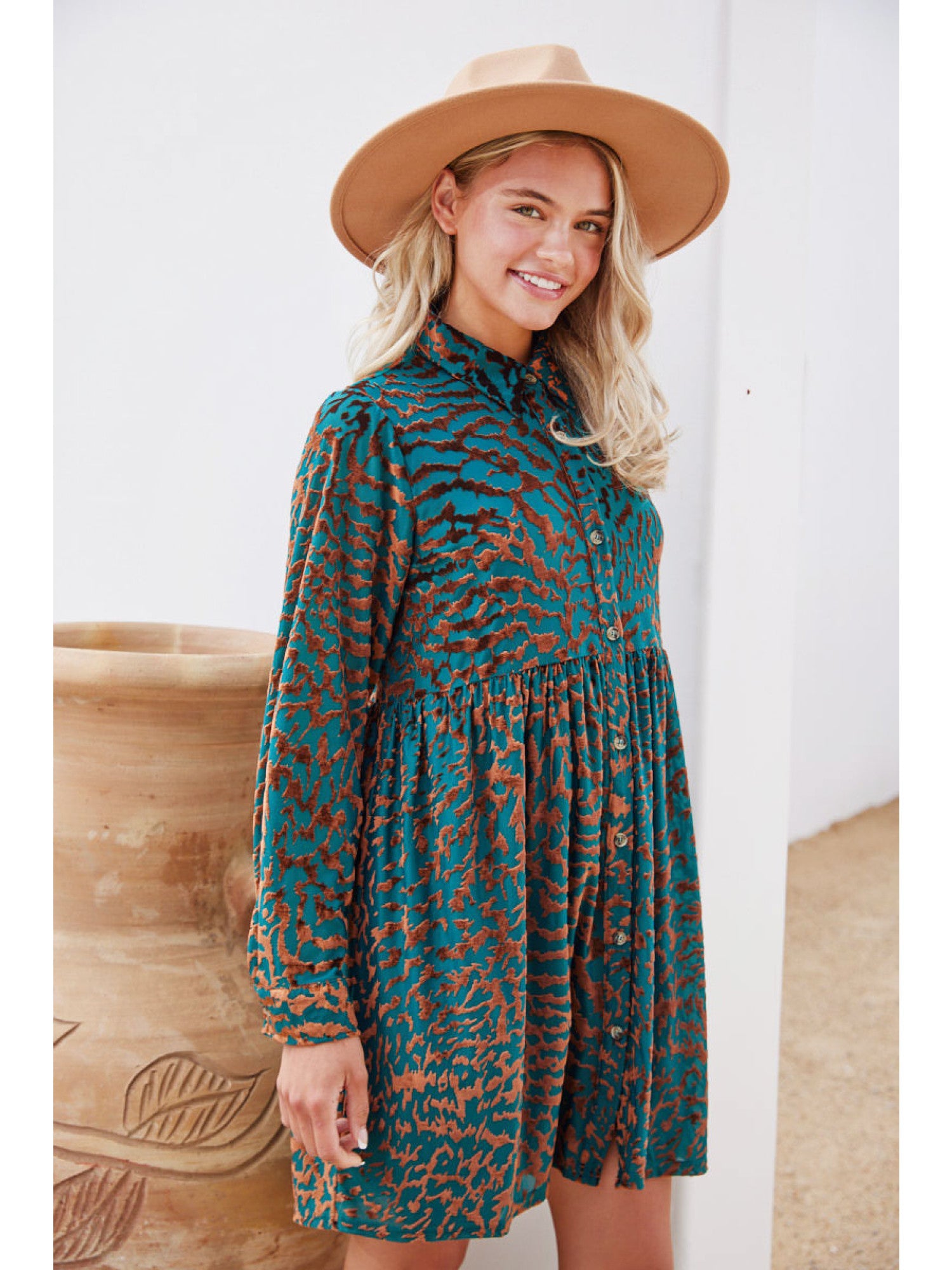 Velvet Leopard Baby Doll Dress