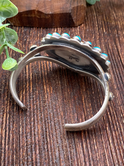 Hoverson Stamped Orange Spiny Chief Turquoise Surround Pendant Or Cuff