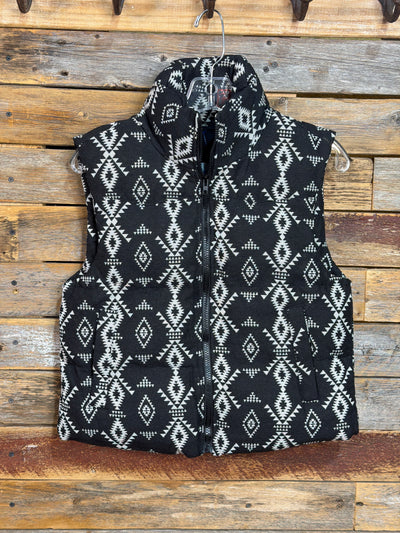 Black Aztec ZipUp Puffer Vest