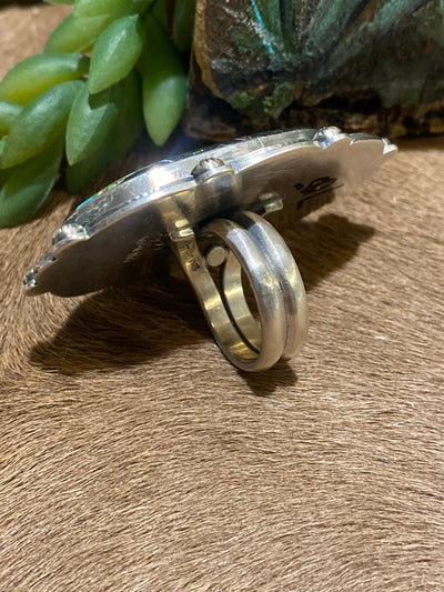 Marshall Sterling Black Jack Turquoise Stone Ring - Adjustable
