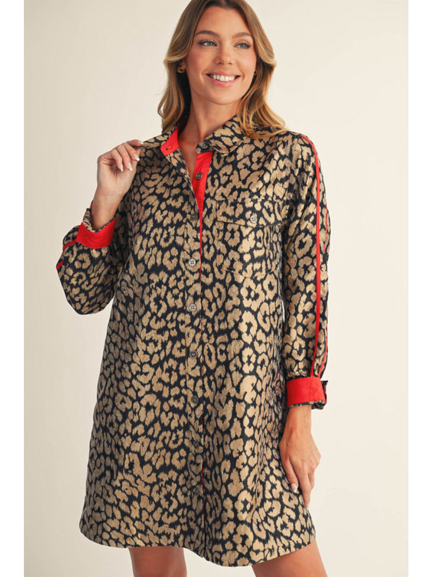 Leopard Button Down Shirtdress