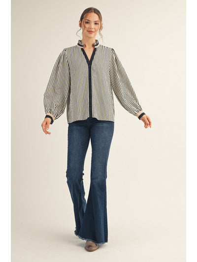 Trina Striped Ruffle Blouse