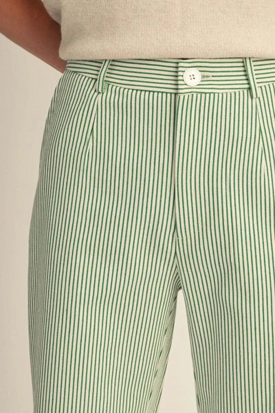 Green or Red Wide Leg Pinstriped Pants