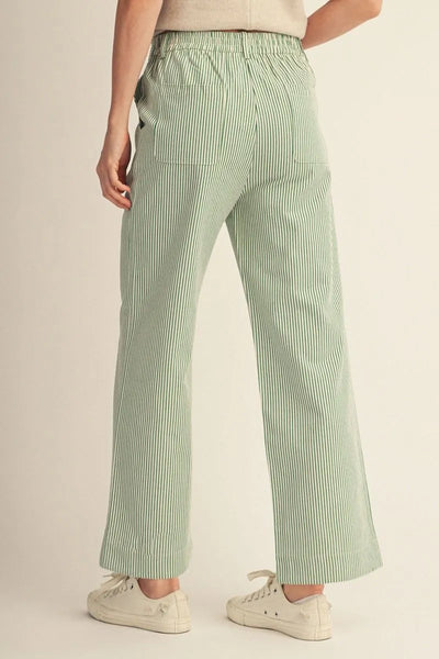 Green or Red Wide Leg Pinstriped Pants