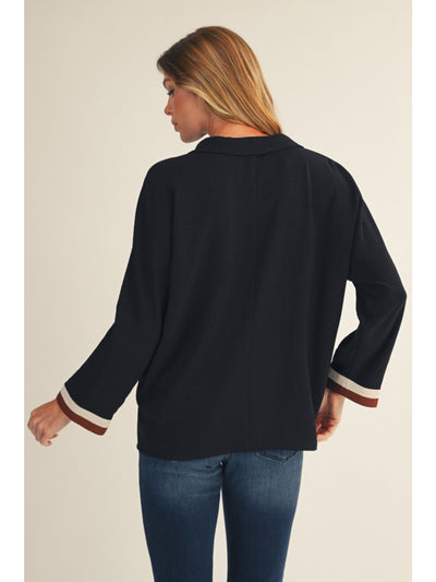 Daisy Black V Neck Top