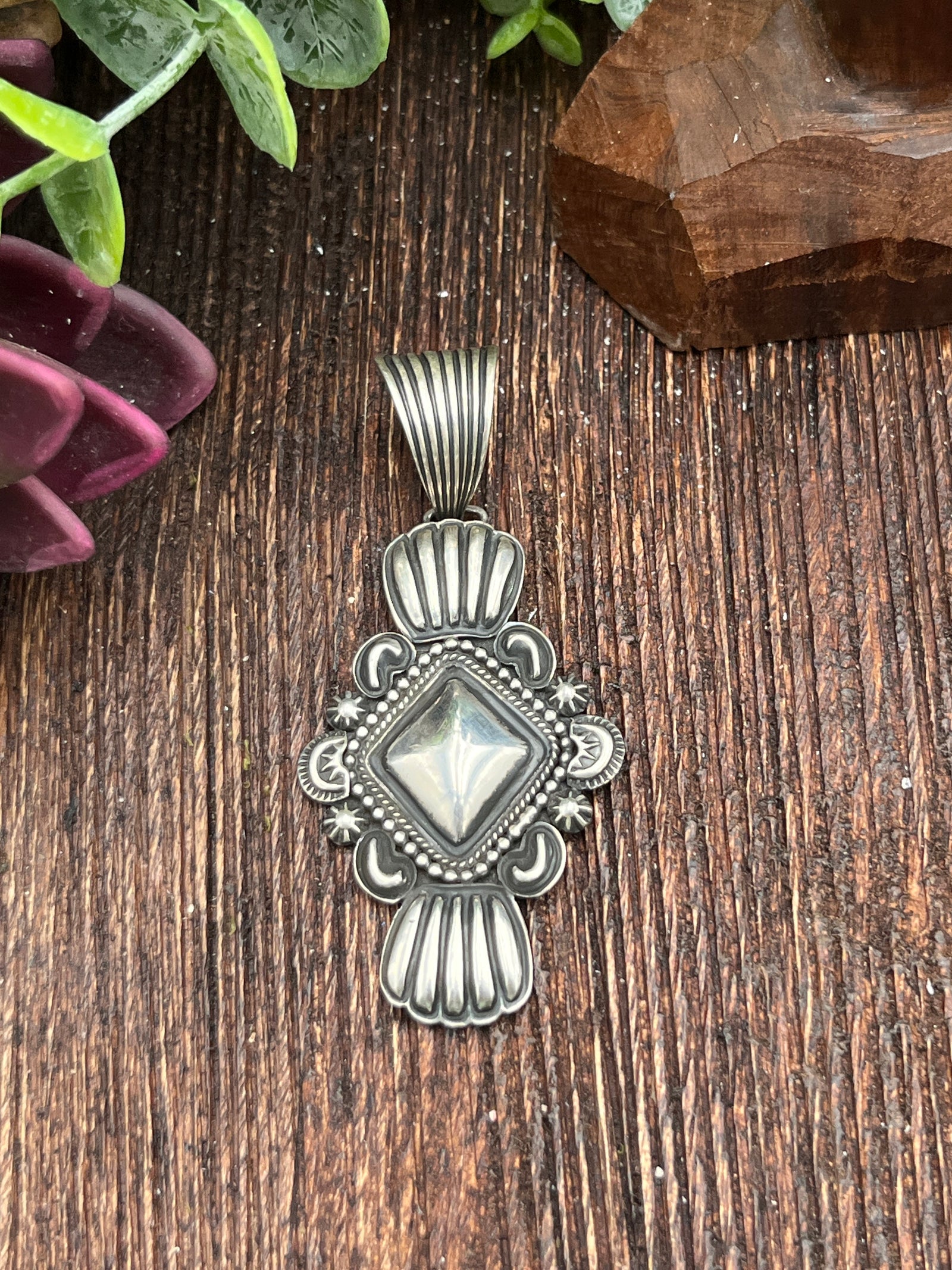 Liv Center Diamond Stamped Sterling Pendant