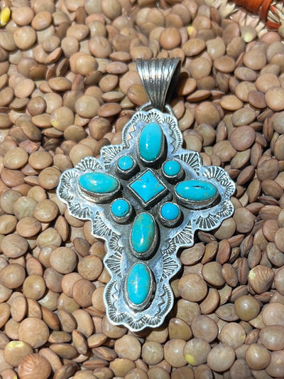 Turquoise Sterling Cross Pendant
