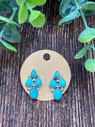 Lindsay 4 Stone Post Earrings - Turquoise