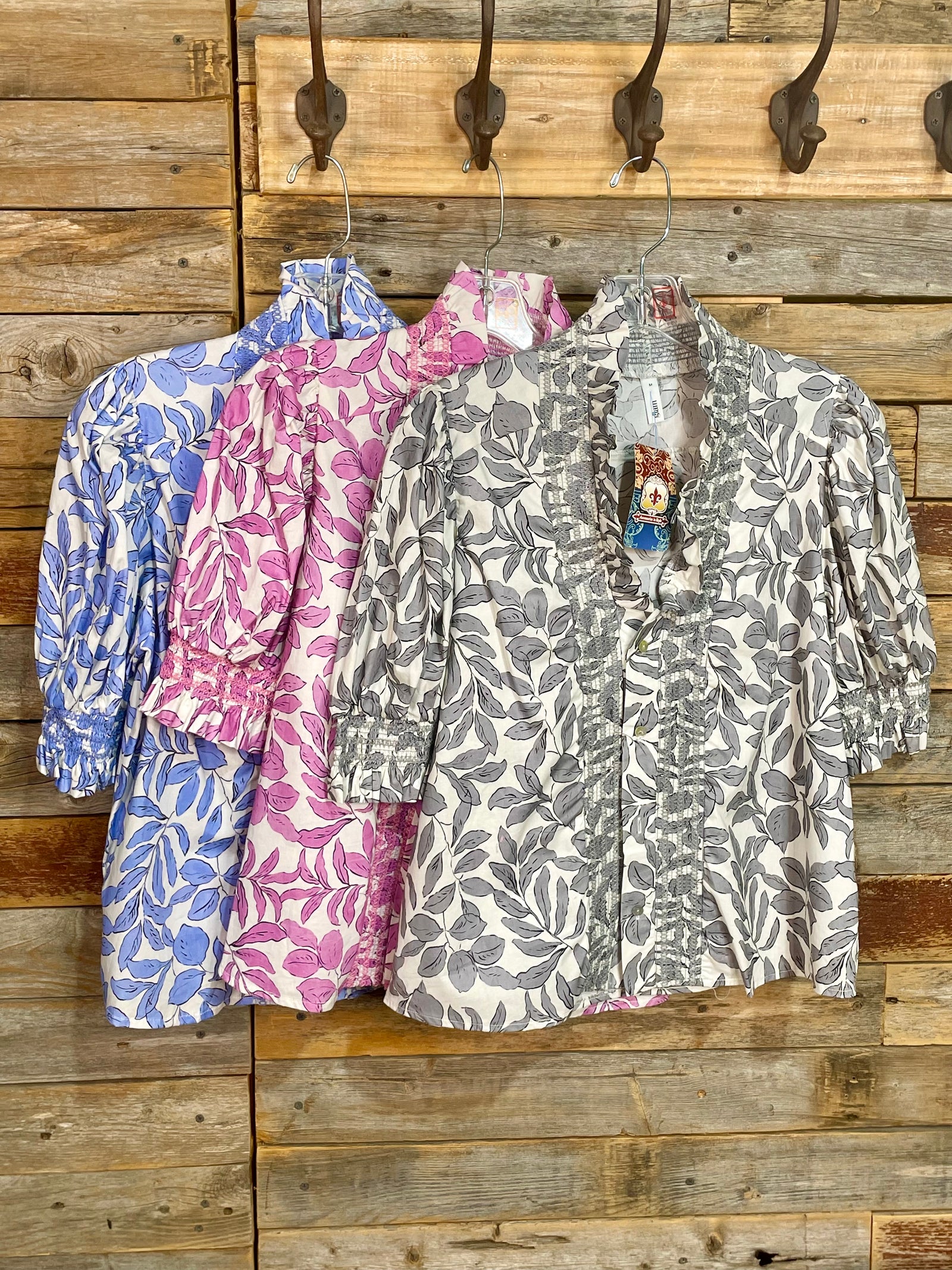 Lindale Ruffle V-Neck Smocked Puff Sleeve Blouse