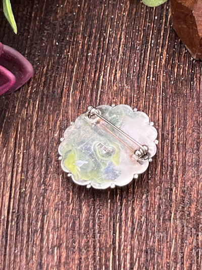 Coco Round Turquoise Sterling Brooch Pin