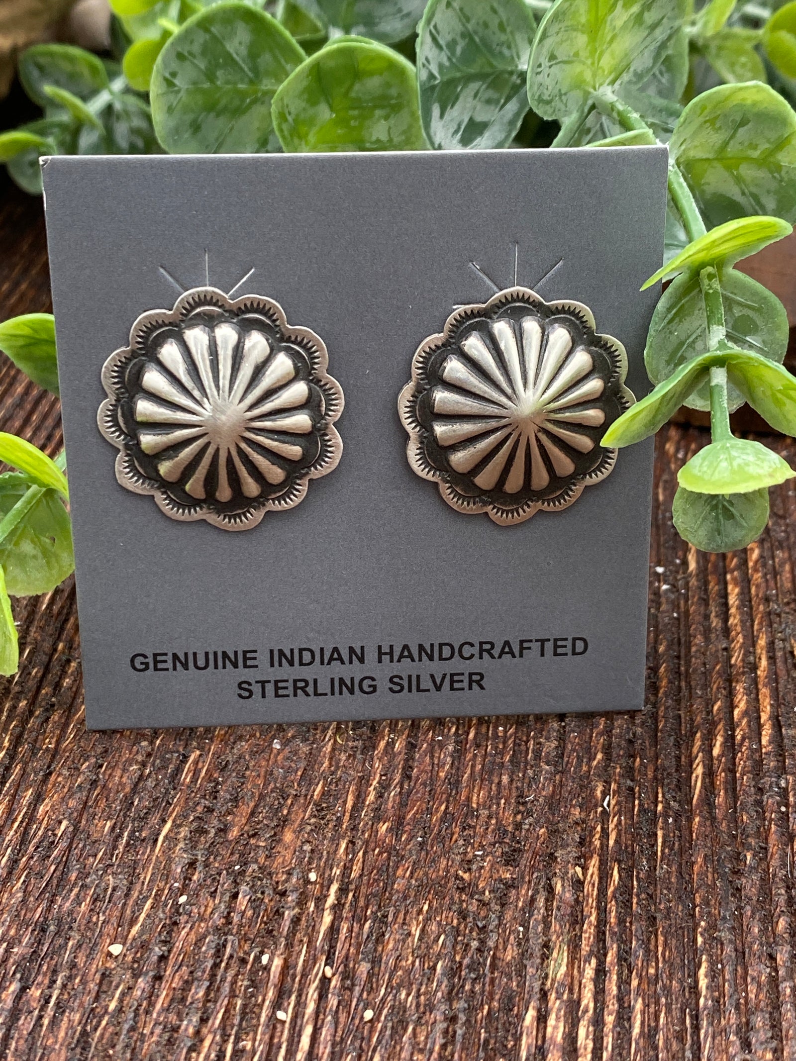 Banter Scalloped Round Fan Concho Sterling Earrings - 1"