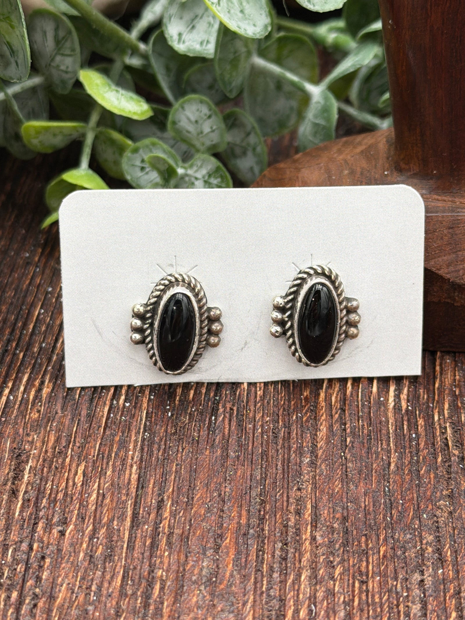 Amanda Onyx Oval Sterling Earrings - .75"