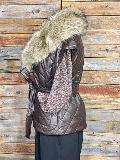 Sovereign Faux Fur Belted Vest - Chocolate
