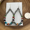 Graceful Navajo Teardrop Earrings With Turquoise & Spiny Beads - 3.25"