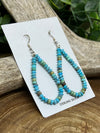 Blissful Beaded Turquoise Teardrop Earrings - 2.5"