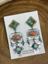 Jazzy 3 Tier Sterling Turquoise & Spiny Cross Earrings