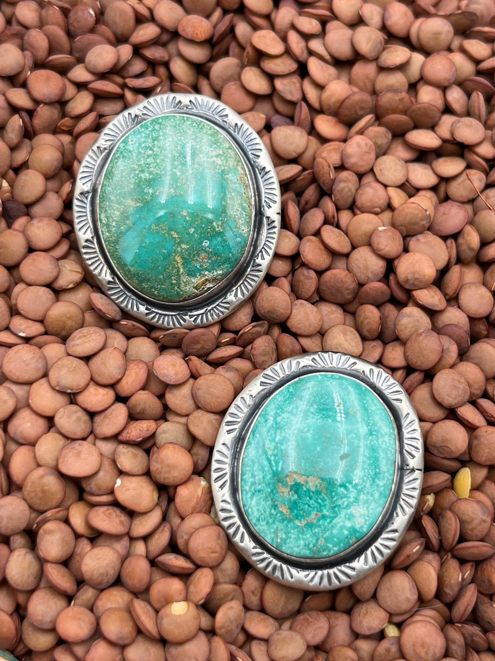 Siesta Stamped Sterling Frame Armenian Turquoise Ring