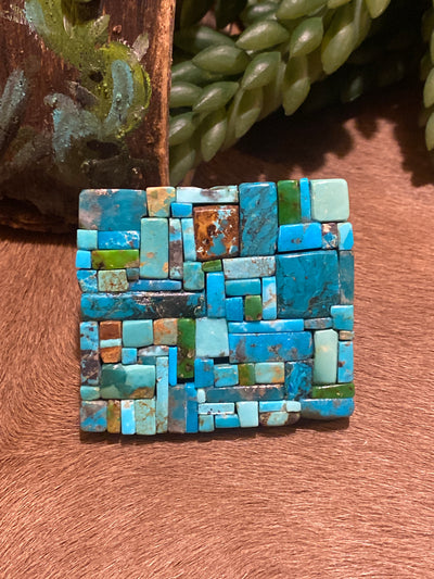 Cobbled Turquoise Statement Ring - Adjustable