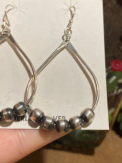 Rory Wire Teardrop 6mm Navajo Earrings - 2.4"