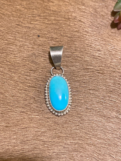 Grifton Sterling Bead Framed Turquoise Pendant