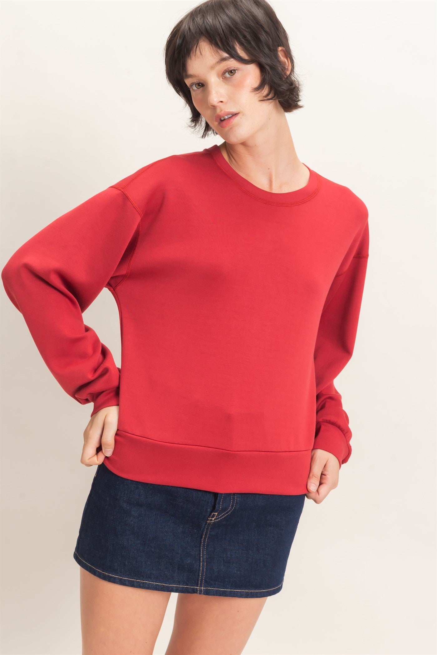 Grove Classic Crew Neck Sweatshirt - Dark Red