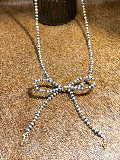 Barter 4mm Sterling Navajo Two Tone Bow Necklace - 18"