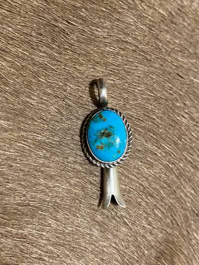 Parker Turquoise Flute Blossom Sterling Pendant