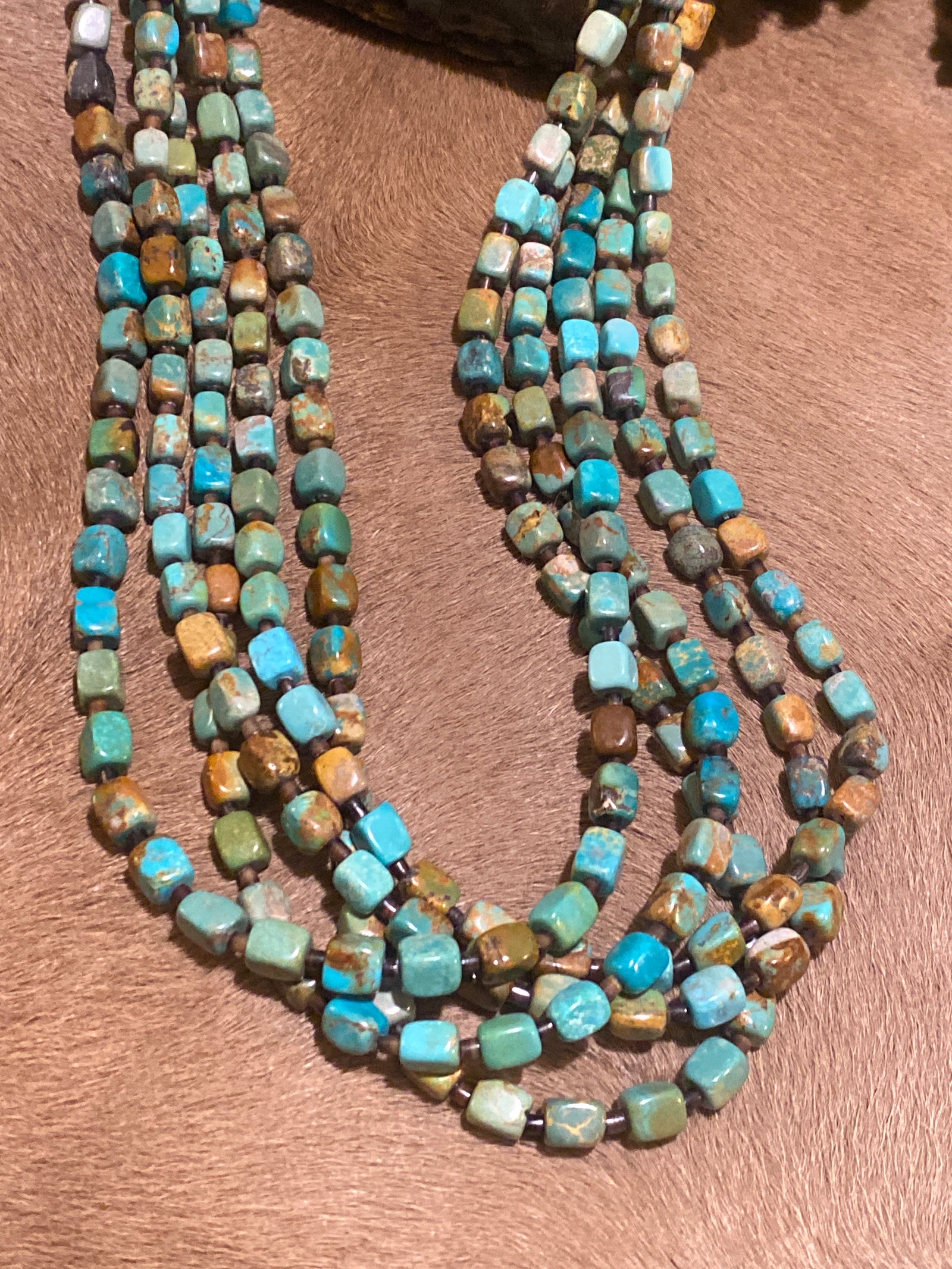 Savannah Sterling Heishi & Kingman Cube 5 Strand Necklace - 30"