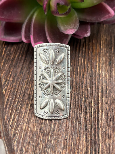 Luca Stamped Rectangle Sterling Triple Band Rings
