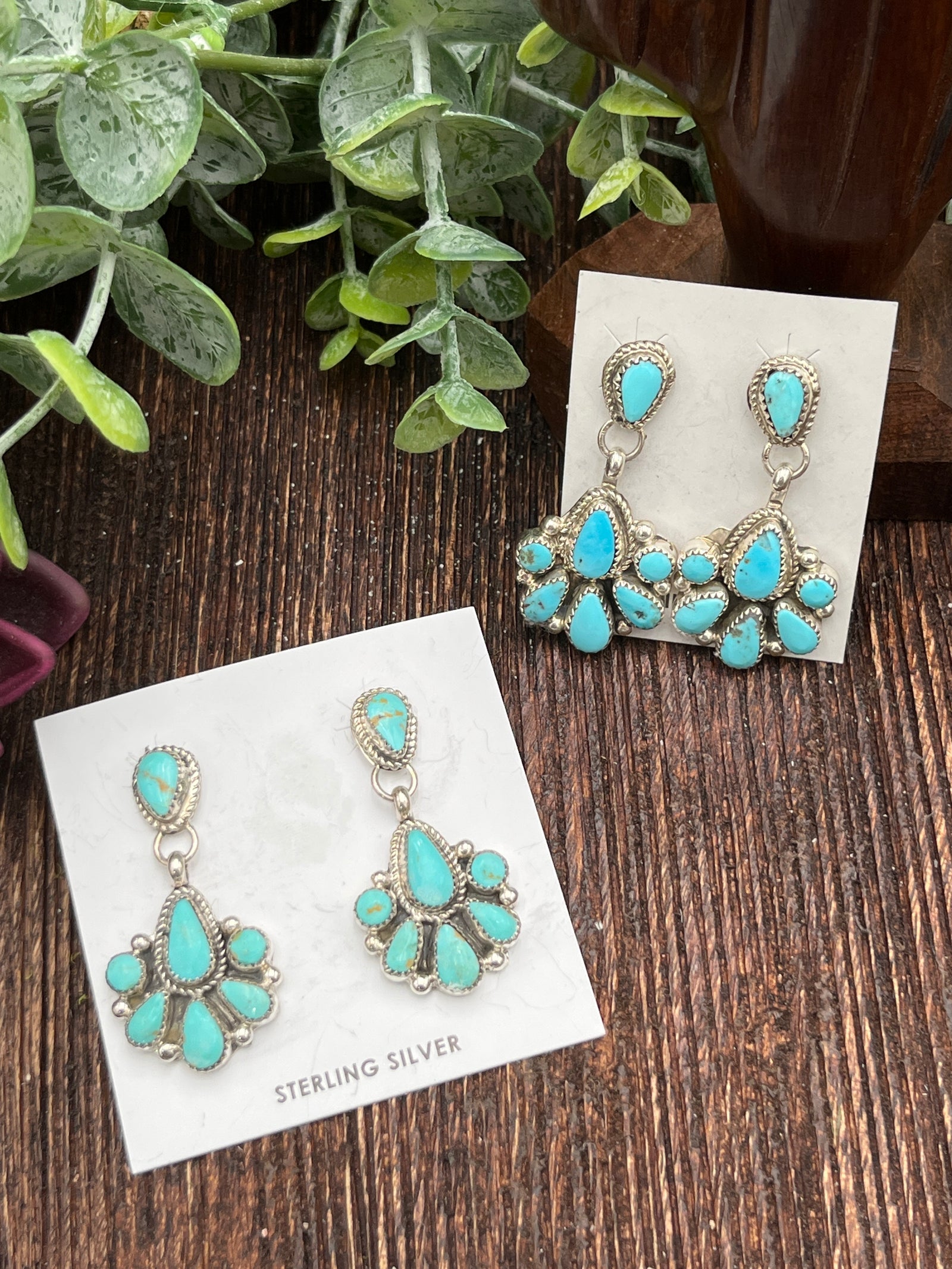 Beautiful Day Linked Kingman Turquoise Teardrop Earrings - 1.75'