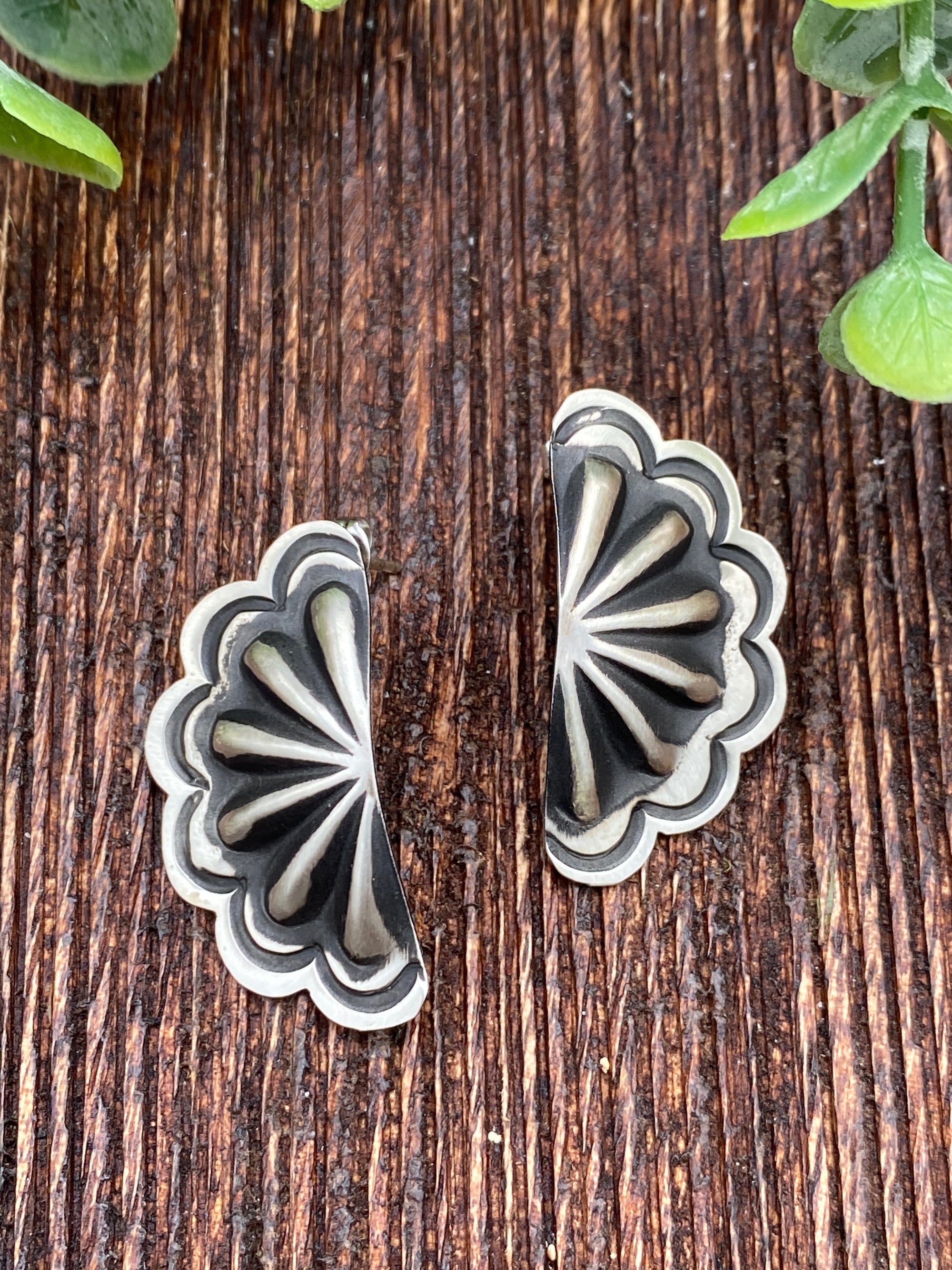 Betty Sue Sterling Half Concho Earring - 1.4"