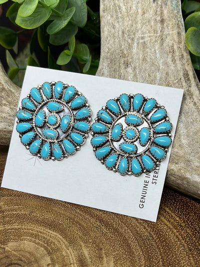 Wynn Sterling Turquoise Medallion Earrings - 1.5"