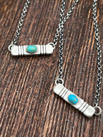 Fargo Sterling Link Chain With Notched Bar & Stone Pendant - 20"