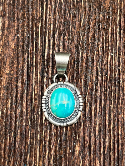 Frankston Notched Sterling Turquoise Pendant - Green