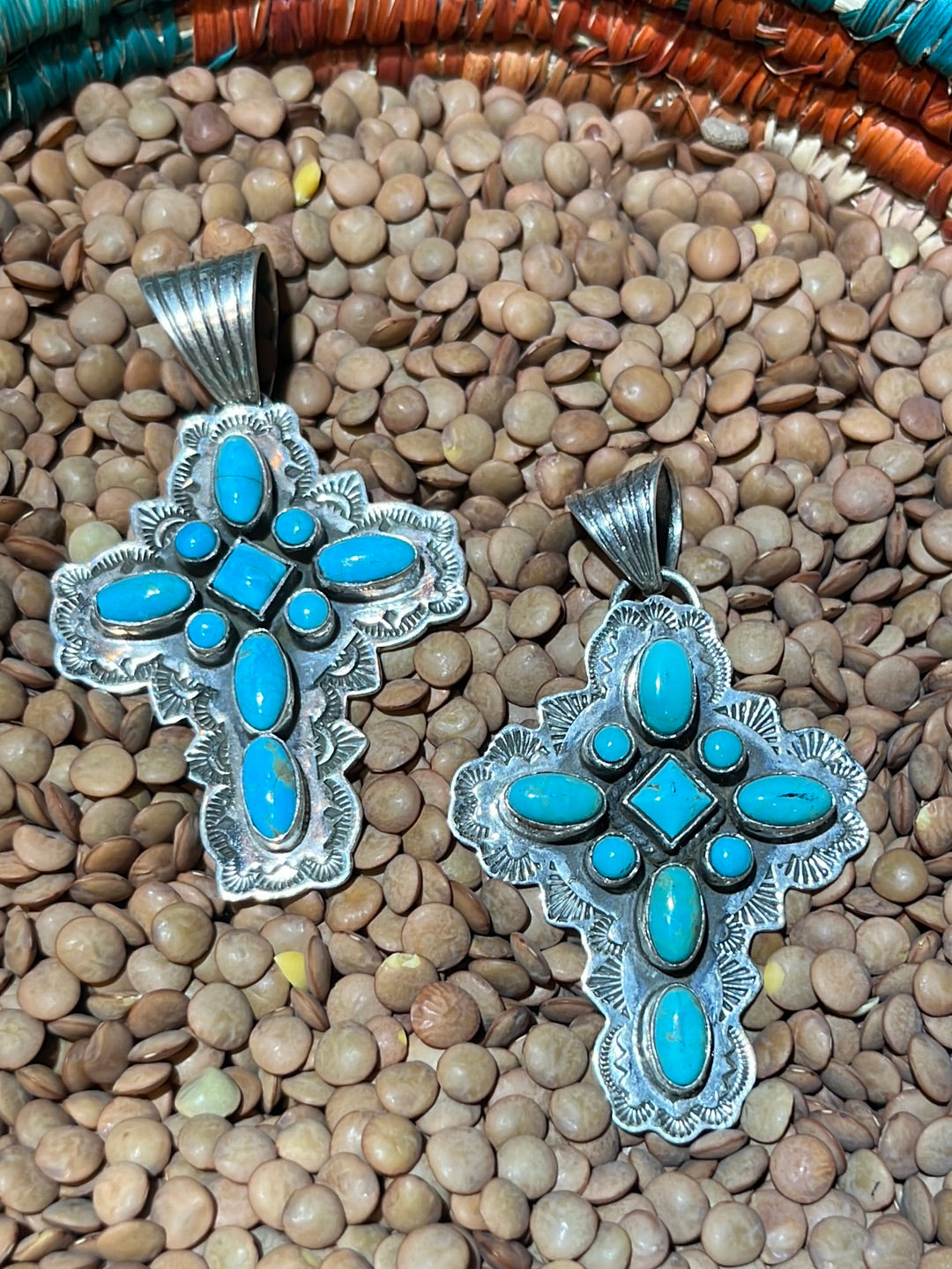 Turquoise Sterling Cross Pendant