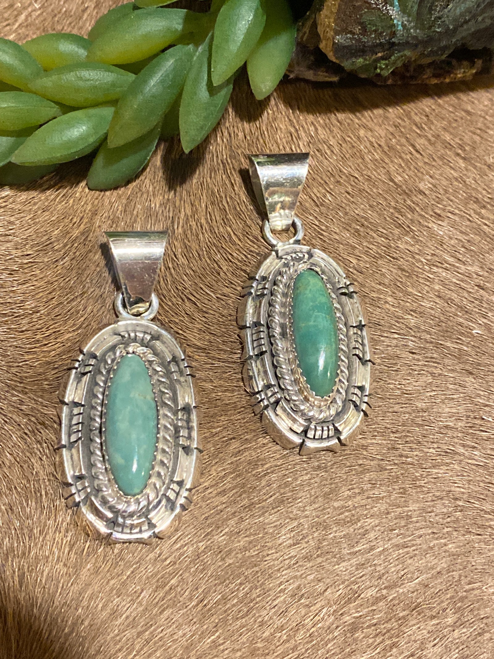 Trinity Notched Sterling Oval Turquoise Pendant