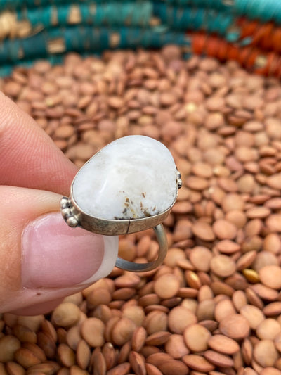 Aleah White Buffalo Abstract Sterling Ring - 7.5