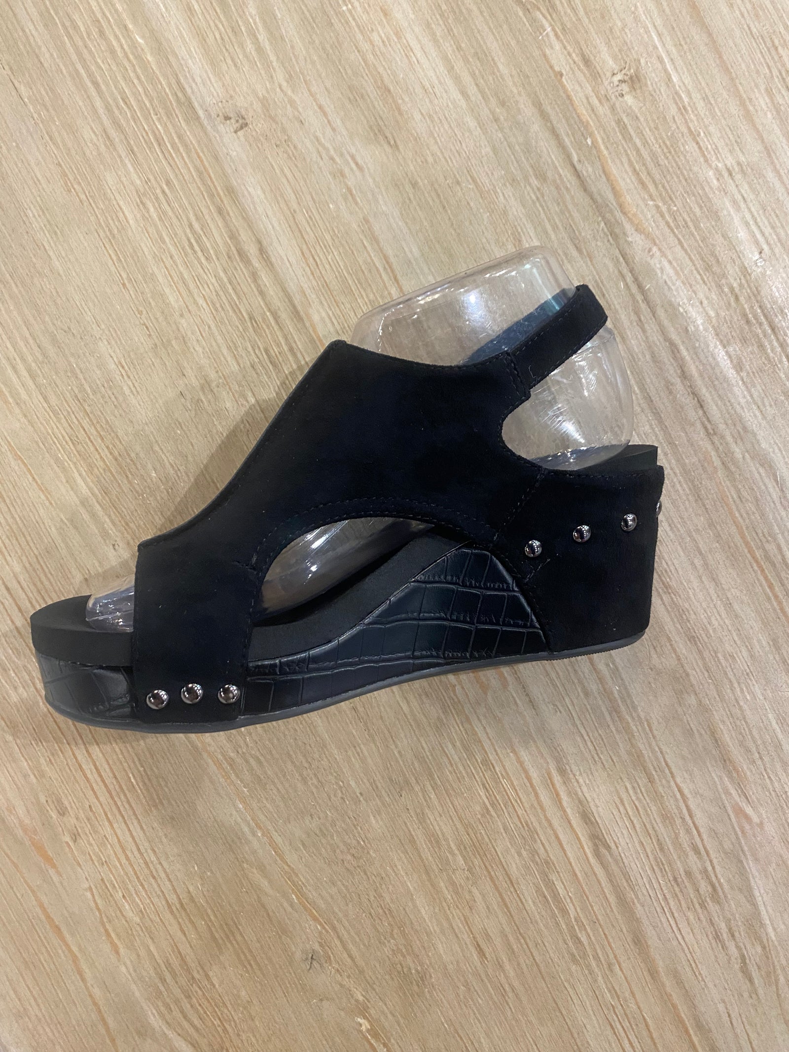 Carley Black Suede Croco