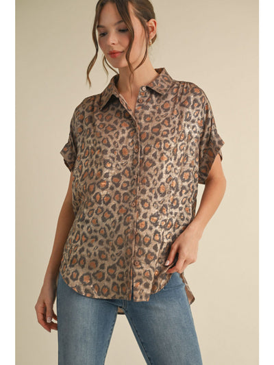 Leona Leopard Metallic Blouse