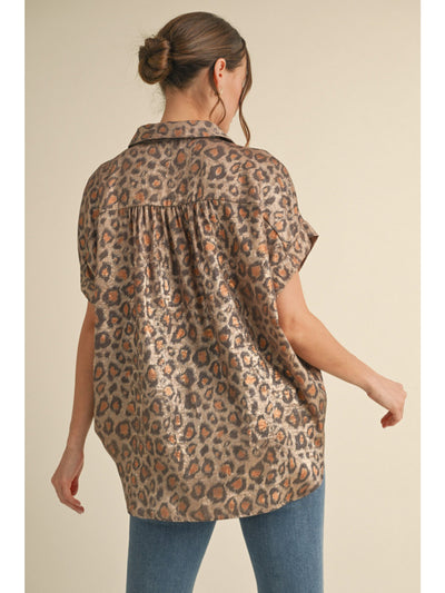 Leona Leopard Metallic Blouse