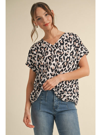 Zoe Animal Print V-Neck Blouse