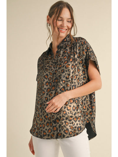 Leona Leopard Metallic Blouse