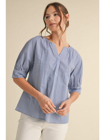 Janet Striped V-Neck Blouse