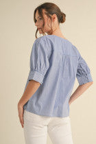 Janet Striped V-Neck Blouse