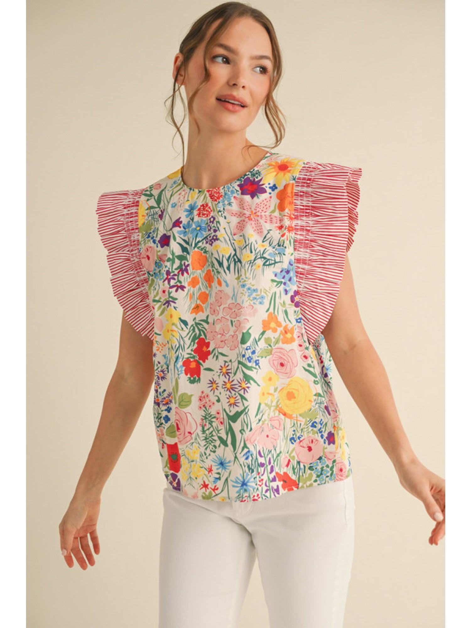 Wynona Floral Print Ruffle Sleeve Blouse