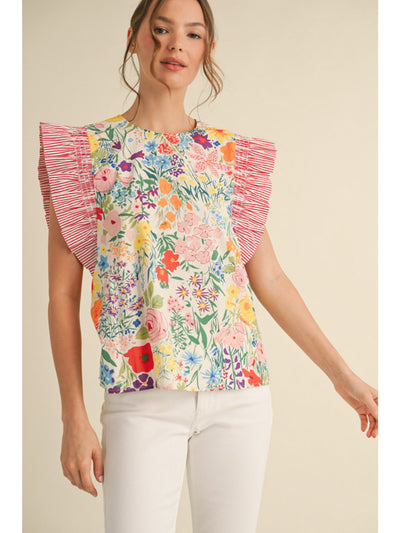 Wynona Floral Print Ruffle Sleeve Blouse