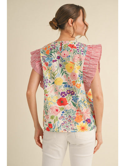 Wynona Floral Print Ruffle Sleeve Blouse